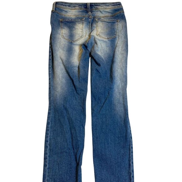 Black Daisy Women's Jeans 3/26 Jamie Relaxed Skinny Denim with Floral Embroidery - Picture 2 of 12